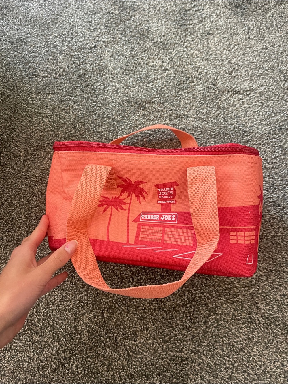 Trader Joe's Coral & Red Insulated Lunch Cooler Bag